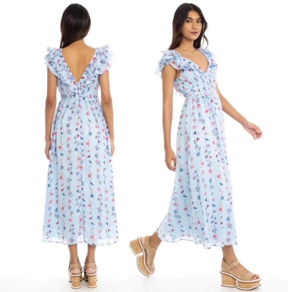 NWT Banjanan Maya Dress in Folk Floral Misty Print Cotton Maxi - Women's Size XL